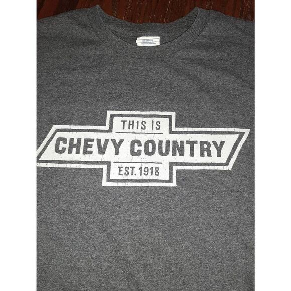 Medium Delta Pro Weight Grey Chevy Country Short Sleeve Crew Neck Tee T-Shirt - Picture 3 of 4
